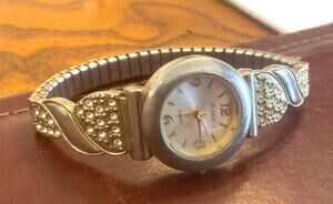 Women's 25mm Gold Tone Studio Time Watch, Crystal Accents, Expansion Band